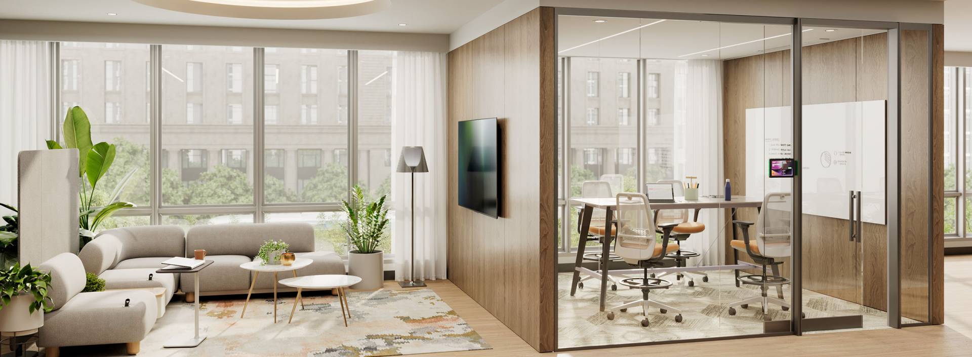 Woman In Office With Minimal Furniture